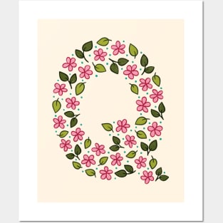 Floral Monogram Letter Q Posters and Art